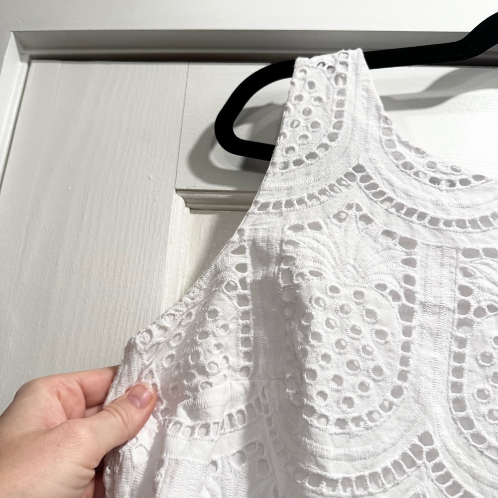 Talbots Eyelet Pineapple Button Back Shell White … - image 7